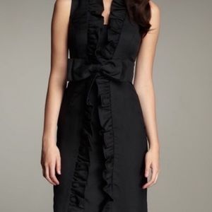 Milly Silk Black Ruffle w/Bow Cocktail Dress